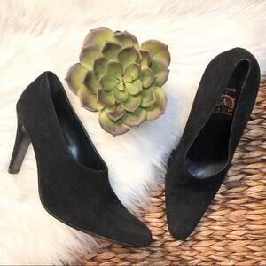 PANARA made in Italy black leather suede heels women's size 38.5